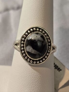 Zebra Jasper Ring In Sterling Silver, Southwestern